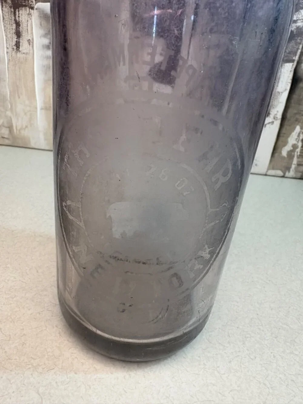 Vintage The Bear New York  J. Petermann Co W Hoboken NJ  Glass Seltzer Bottle
